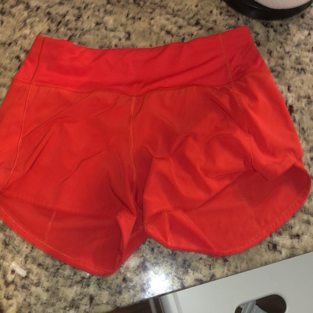 red lululemon speed up shorts